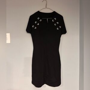 Karen Millen Black Mini Dress with Eyelet Accents